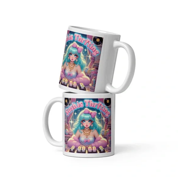 NWT - SushisThrifting 11 oz Mug - Street rolls and sticker tags - Picture 5 of 10